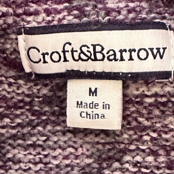 **CROFT & BARROW* Purple Heather Long Sleeve Quarter-Zip Sweater Size Medium - Picture 7 of 7